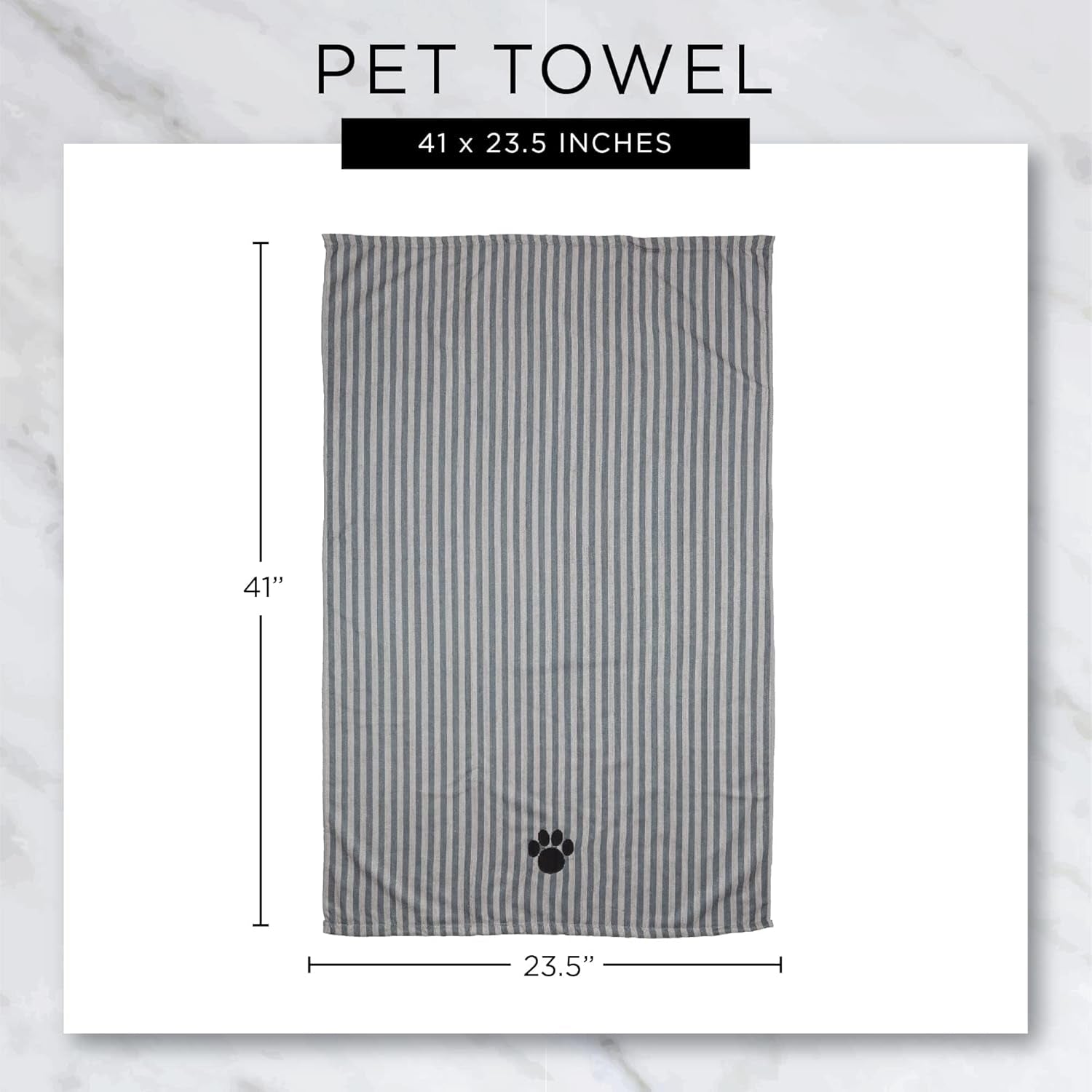 Pet Grooming Towel Collection Absorbent Microfiber X-Large, 41X23.5", Embroidered Taupe