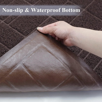 Cat Litter Mat for Catching Litter, Cats Litter Rug Catcher, Waterproof Pet Feeding Food Mats for Kitty Dog Small Animals, Non-Toxic Safety for Pets, Brown-Modern Pattern