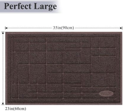 Cat Litter Mat for Catching Litter, Cats Litter Rug Catcher, Waterproof Pet Feeding Food Mats for Kitty Dog Small Animals, Non-Toxic Safety for Pets, Brown-Modern Pattern