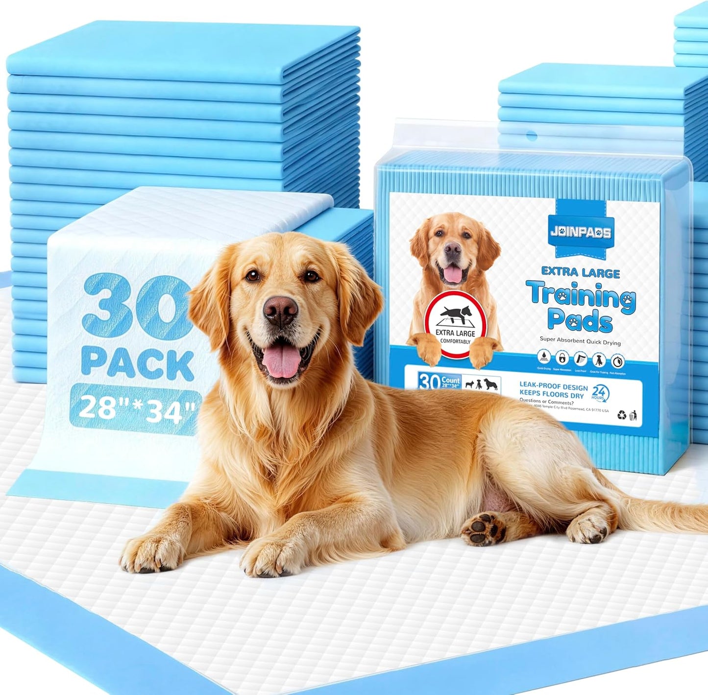 Dog Pee Pad, Puppy Potty Training Pet Pads Dog Pads Extra Large Disposable Super Absorbent & Leak-Free Pee Pads 28"X34"