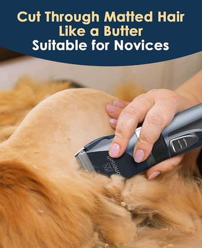 Quiet Cat Clippers for Matted & Long Hair, 2-Speed Cordless Pet Shaver Grooming Kit for Cats, Small Dogs & Animals (Blue)