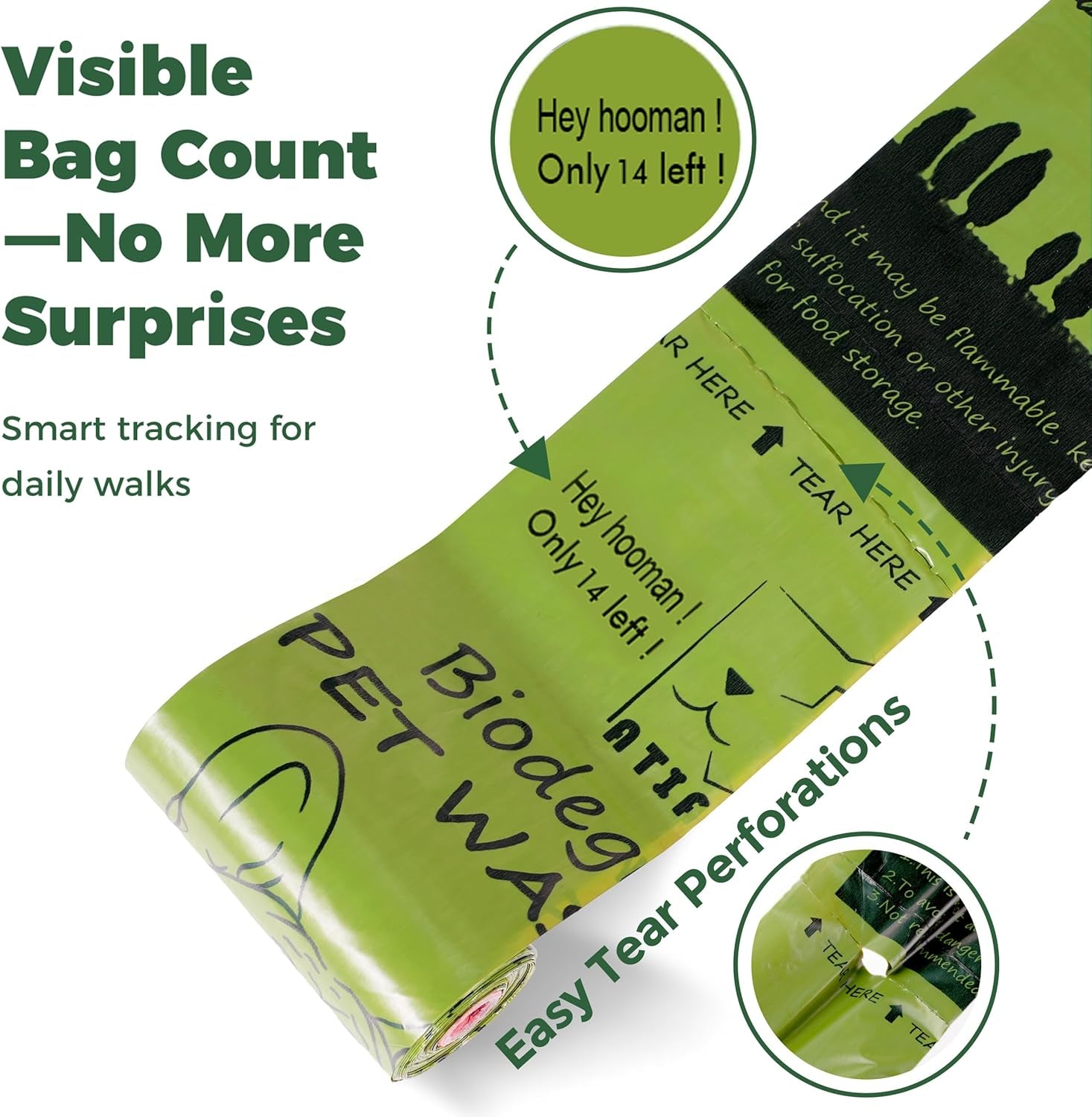 Biodegradable Dog Poop Bags 150 Count 10 Rolls with Dispenser, Thicken and Leak Proof Poop Bag Holders for Leashes(Scented)