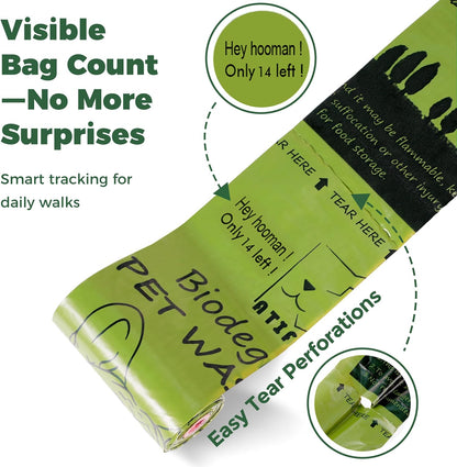 Biodegradable Dog Poop Bags 150 Count 10 Rolls with Dispenser, Thicken and Leak Proof Poop Bag Holders for Leashes(Scented)