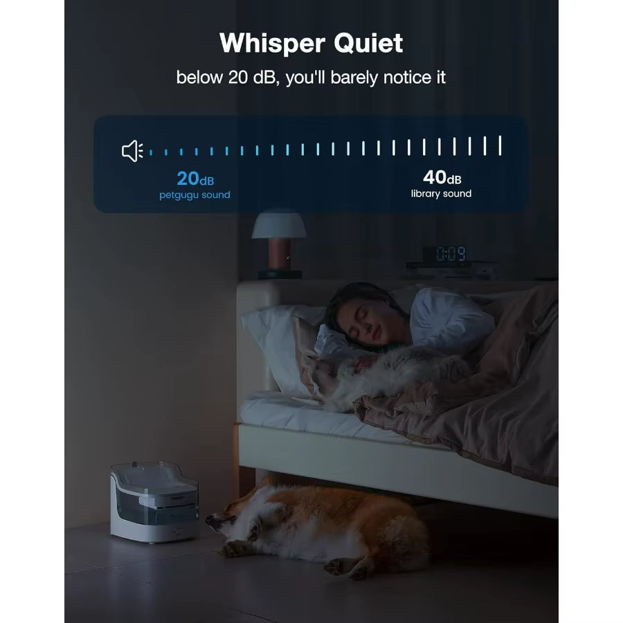 Cat Water Fountain, Automatic Water Dispenser, 2L Pet Water Fountain Transparent Water Tank, 8 Layers Filters 2.4G Wifi PF1L