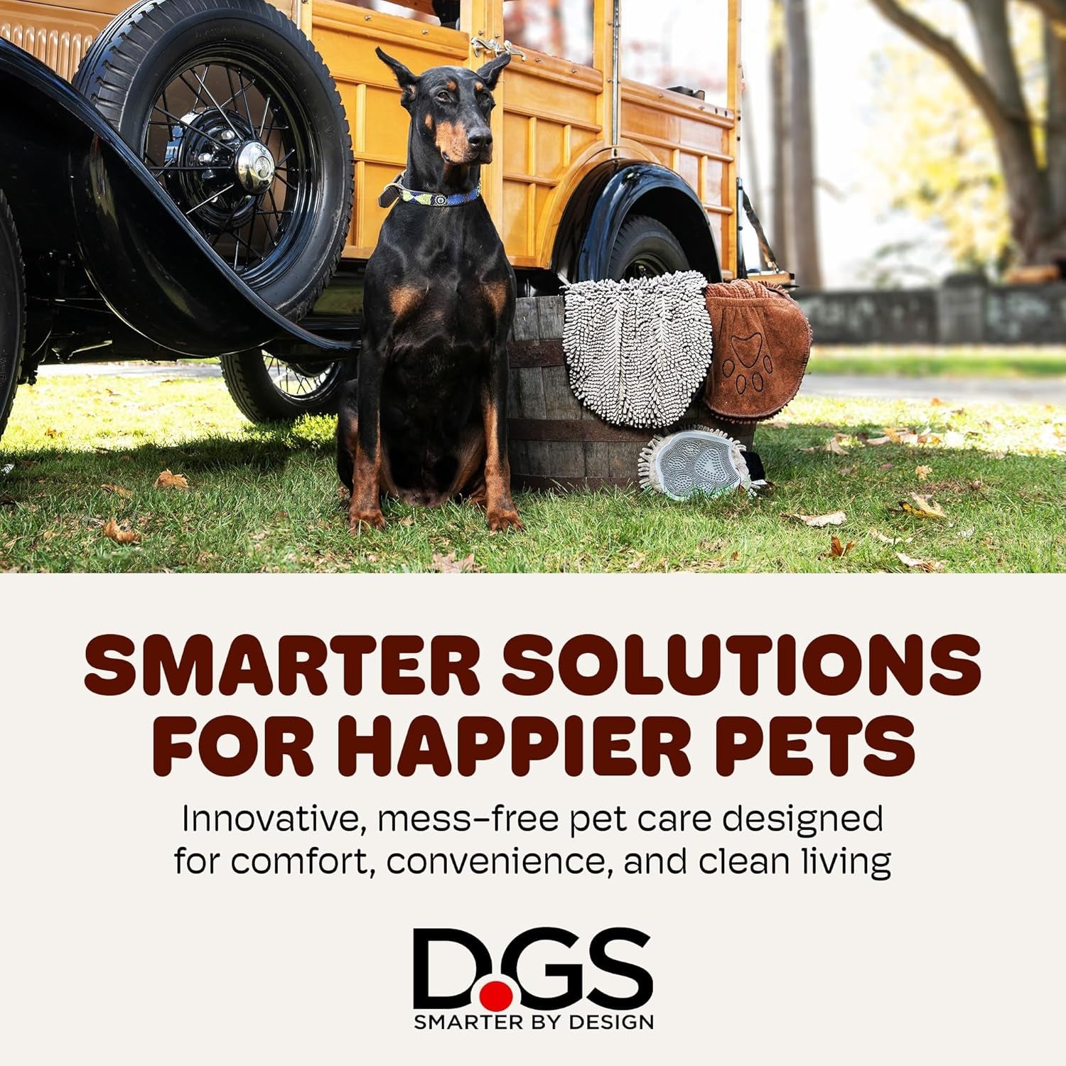 the Dirty Dog Shammy - Fast Drying Plush Shammy Towel with Dual Hand Pockets and Elastic - Super Absorbent Microfiber and Machine Washable - 31×13 In, Grey