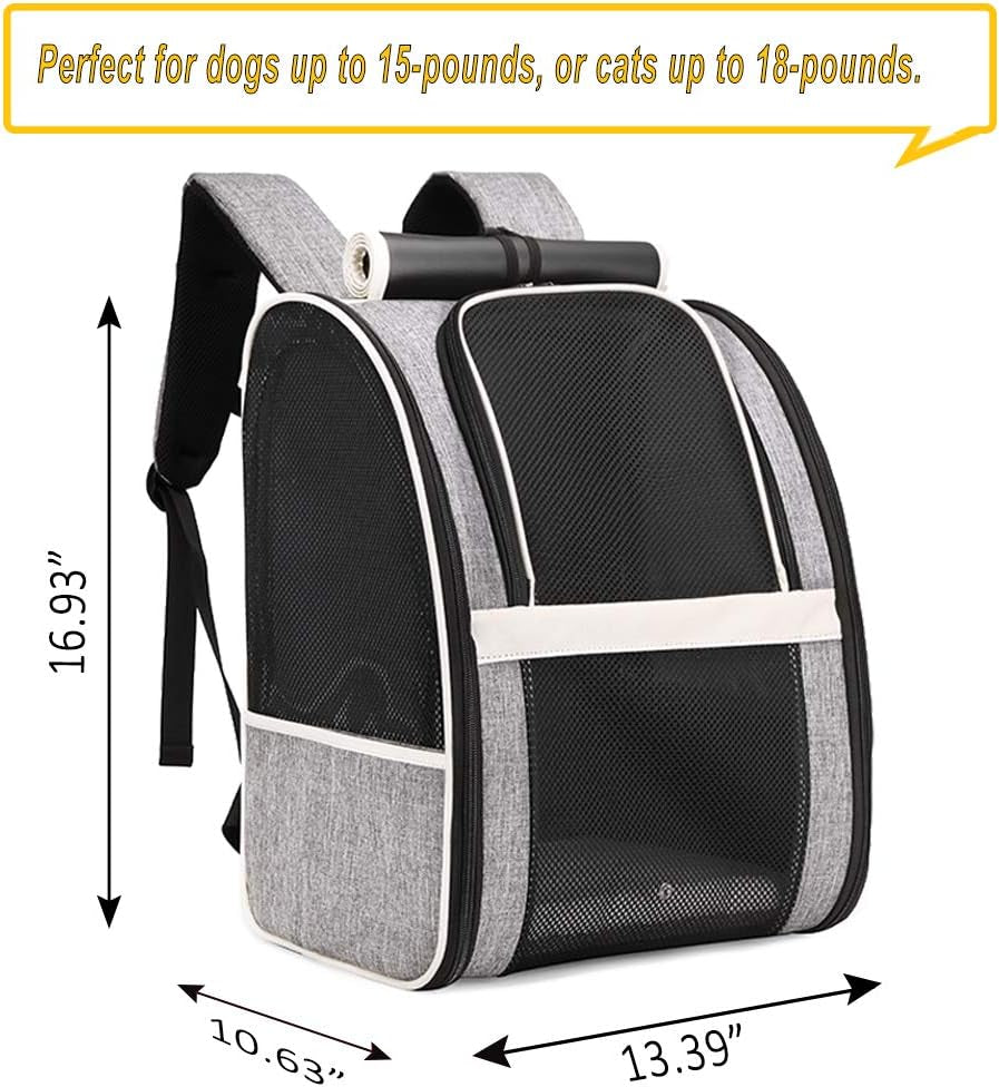 Pet Carrier Backpack with Window Blind for Small Cats Dogs, Ventilated Design, Safety Straps, Buckle Support, Collapsible, Designed for Travel, Hiking, Winter Outing, Outdoor, Go to Vet