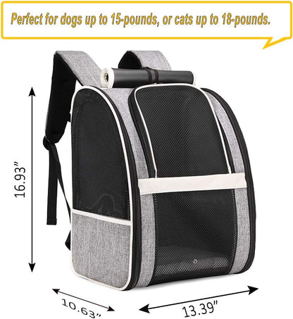 Pet Carrier Backpack with Window Blind for Small Cats Dogs, Ventilated Design, Safety Straps, Buckle Support, Collapsible, Designed for Travel, Hiking, Winter Outing, Outdoor, Go to Vet