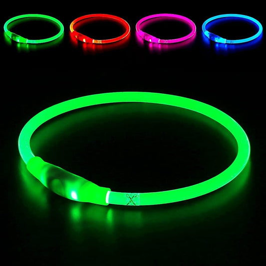 Led Dog Collar,  USB Rechargeable Flash Dog Necklace Light, Pet Safety Collar Makes Your Beloved Dogs Be Seen at Night for Small Medium Large Dogs(Green)