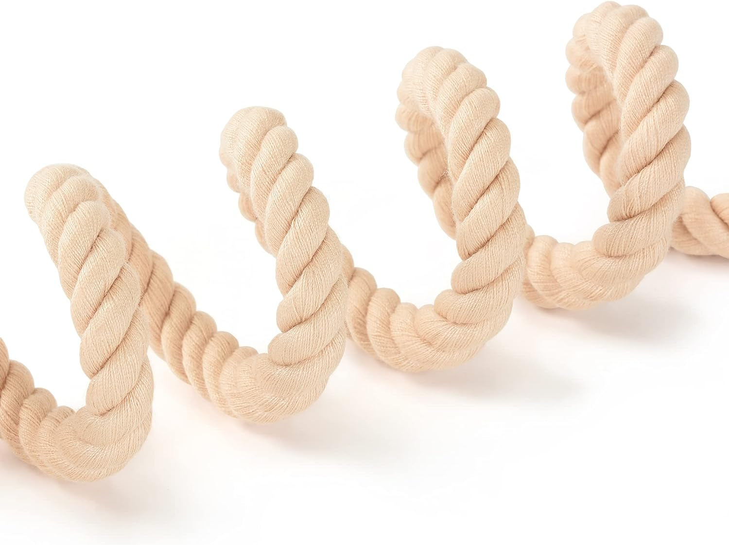 Dog Leash, Braided Cotton Rope Leashes with Leather Tip - Heavy Duty Metal Clasp, 6FT, 1/2" Thick - Wedding, Walking & Training Leash for Small Medium Large Dogs (Light Brown)