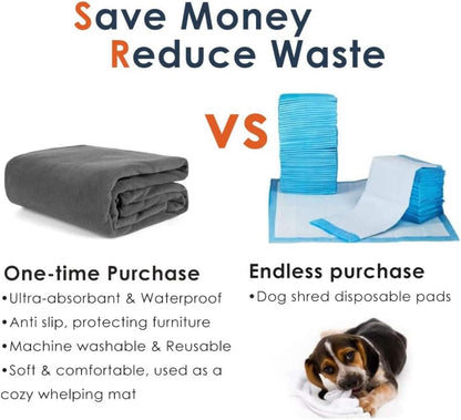 Washable Pee Pads for Dogs, Extra Large Reusable Dog Pee Pad, Waterproof Pet Mat, Dog Playpen Mats for Puppy Training Whelping Playpen Pads