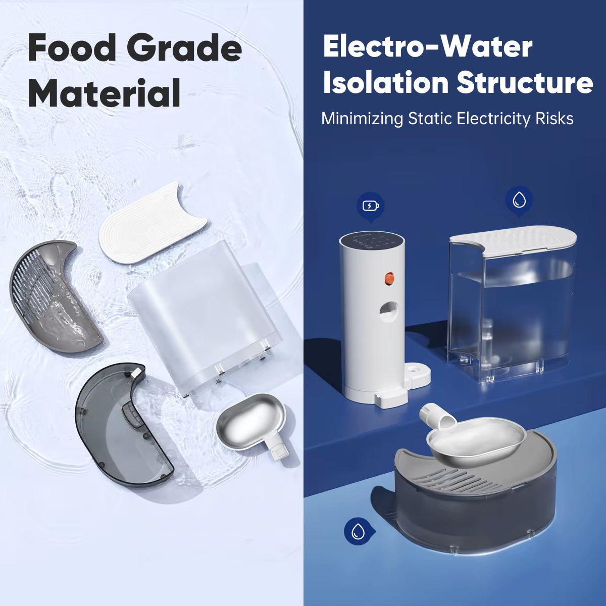 New Stainless Steel Bowl Pet Intelligent Pouring Water Dispenser Automatically Purifies the Wireless Drinking Bowl for Cats