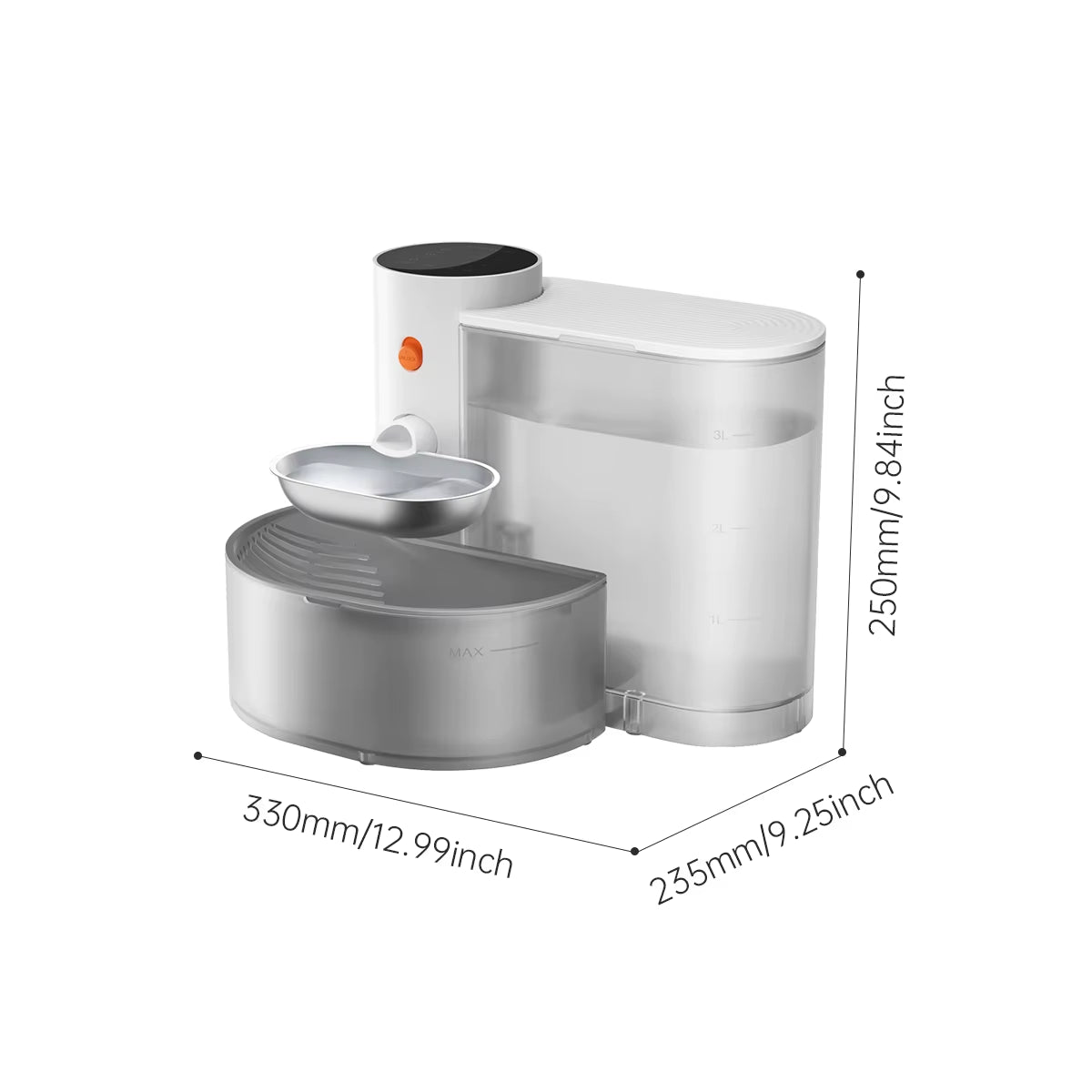 New Stainless Steel Bowl Pet Intelligent Pouring Water Dispenser Automatically Purifies the Wireless Drinking Bowl for Cats