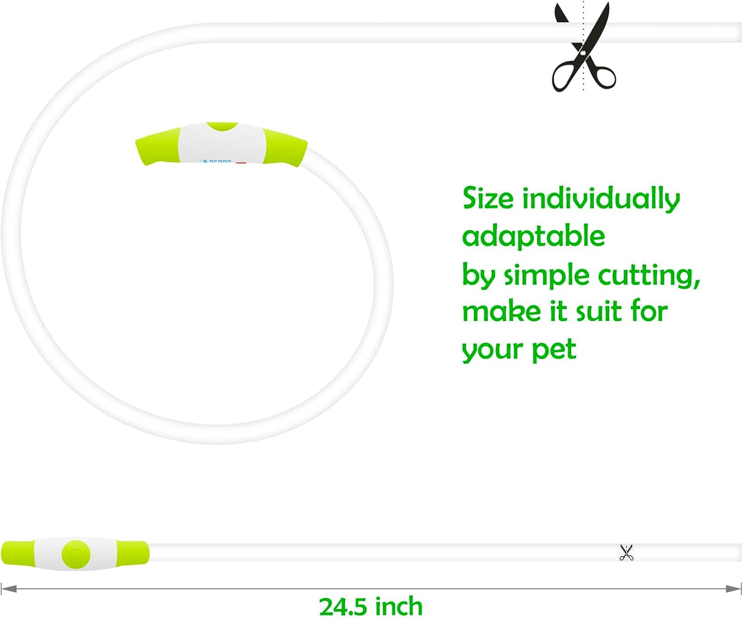 Led Dog Collar,  USB Rechargeable Flash Dog Necklace Light, Pet Safety Collar Makes Your Beloved Dogs Be Seen at Night for Small Medium Large Dogs(Green)