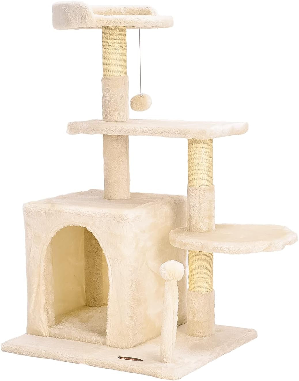 Cat Tree Tower,  Cat Condo Tree Climbing Frame Furniture with Scratching Post Cat House for Outdoor Indoor Cat Tower Cat Activity Centre for Sleeping and Playing (33.5" Beige)