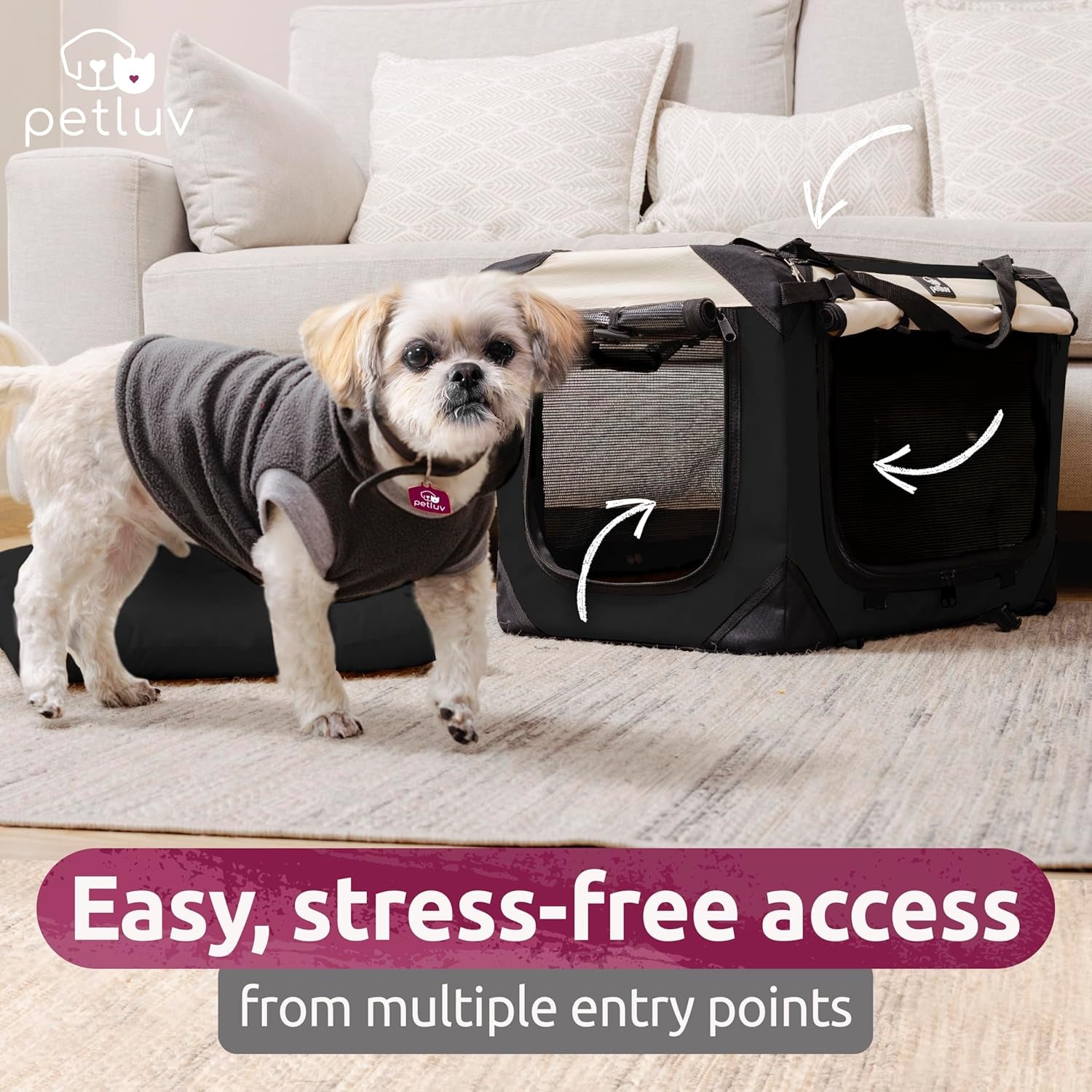 Cat & Dog Pet Carrier, Soft-Sided, Medium 20"X13"X13" Fits Most Cats or Small Dog, Comfortable for Travel & Vet Visits, Privacy Windows, Removable Plush Bed, Locking Zippers, Folds Flat